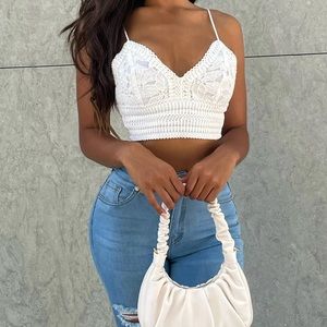 Fashion Nova embroidered floral crop top NWT